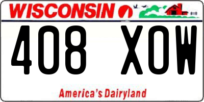 WI license plate 408XOW