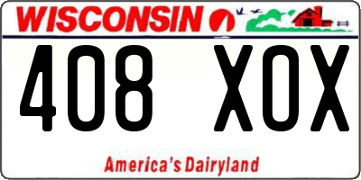 WI license plate 408XOX