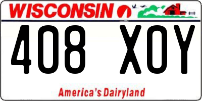WI license plate 408XOY