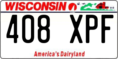 WI license plate 408XPF