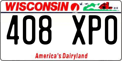 WI license plate 408XPO