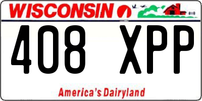 WI license plate 408XPP
