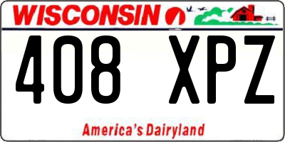 WI license plate 408XPZ