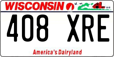WI license plate 408XRE
