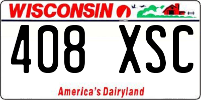 WI license plate 408XSC