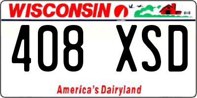 WI license plate 408XSD