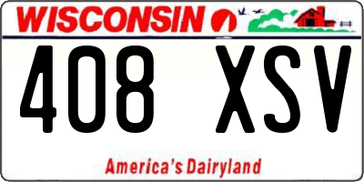 WI license plate 408XSV