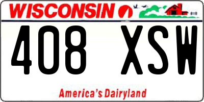 WI license plate 408XSW