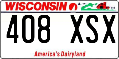 WI license plate 408XSX