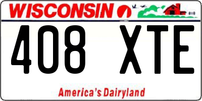 WI license plate 408XTE