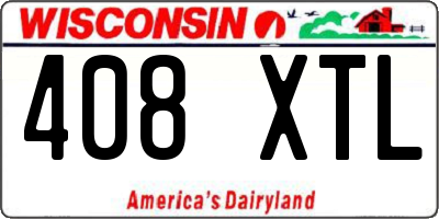 WI license plate 408XTL