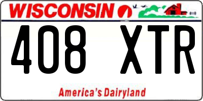 WI license plate 408XTR