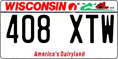 WI license plate 408XTW