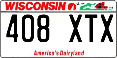 WI license plate 408XTX