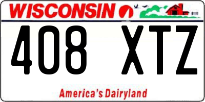 WI license plate 408XTZ