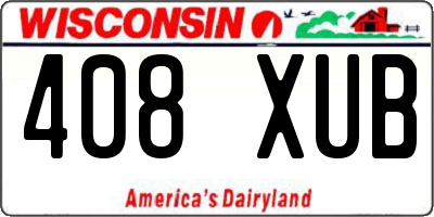WI license plate 408XUB