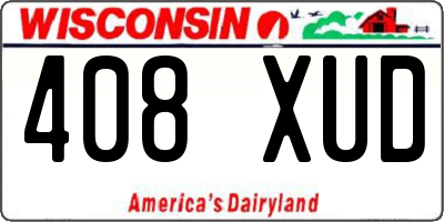 WI license plate 408XUD