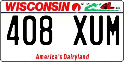 WI license plate 408XUM