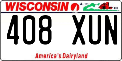 WI license plate 408XUN