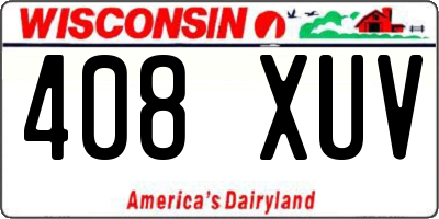 WI license plate 408XUV