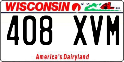 WI license plate 408XVM
