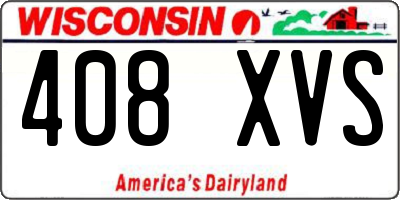 WI license plate 408XVS