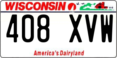 WI license plate 408XVW