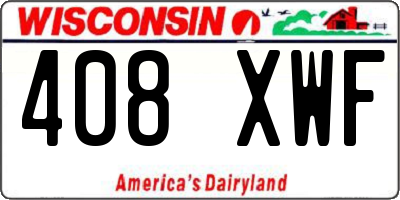 WI license plate 408XWF