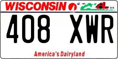 WI license plate 408XWR