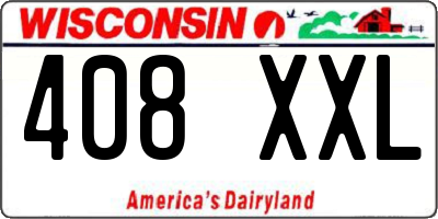 WI license plate 408XXL