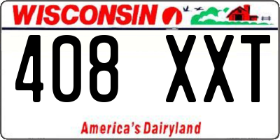 WI license plate 408XXT