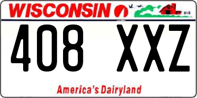 WI license plate 408XXZ