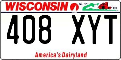 WI license plate 408XYT