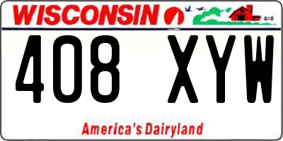 WI license plate 408XYW