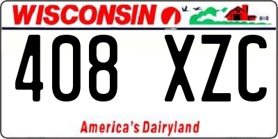 WI license plate 408XZC