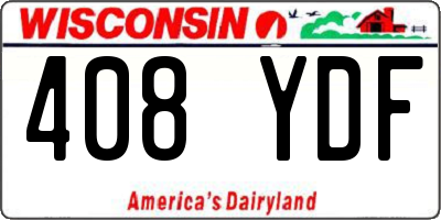 WI license plate 408YDF