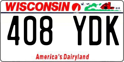 WI license plate 408YDK