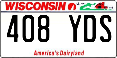 WI license plate 408YDS