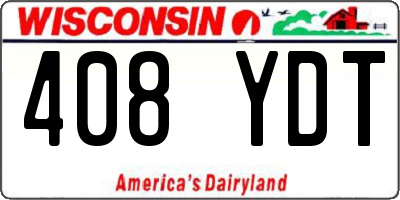 WI license plate 408YDT