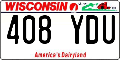 WI license plate 408YDU