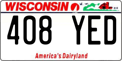WI license plate 408YED