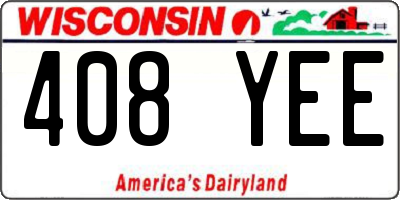 WI license plate 408YEE
