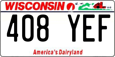 WI license plate 408YEF
