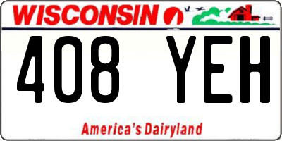 WI license plate 408YEH