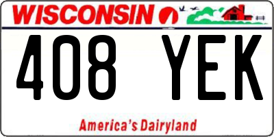 WI license plate 408YEK