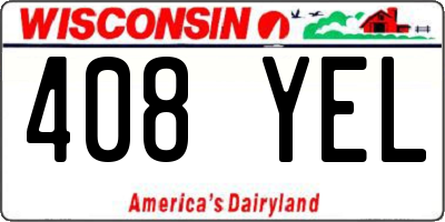 WI license plate 408YEL