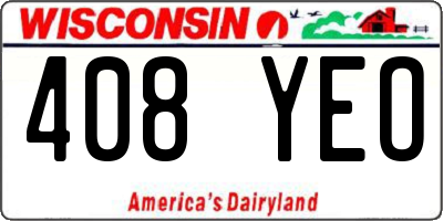 WI license plate 408YEO