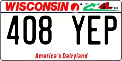 WI license plate 408YEP