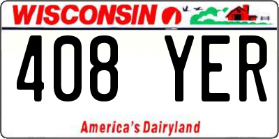 WI license plate 408YER