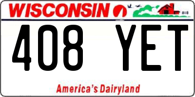 WI license plate 408YET